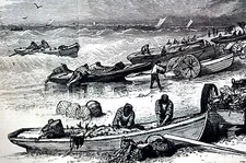 Seabright New Jersey 1873 FISH TRADE FISHING FISHERMEN Matted Antique Engraving