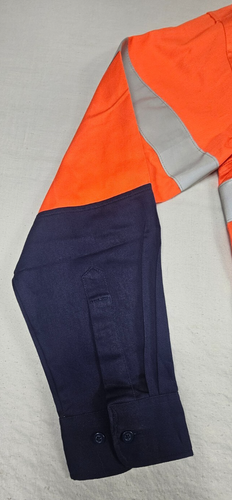 Bisley Hi-Vis Drill Shirt Taped 100% Cotton Long Sleeve BT6456_TT02 Size Medium - Picture 2 of 14