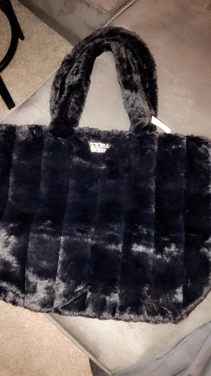 Victoria’s secret black fuzzy tote