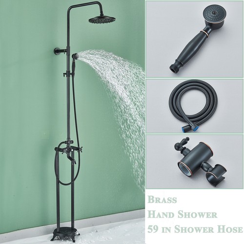 Shower System Freestanding Tub Faucet Rain Shower Head Floor Mounted Mixer Tap - Picture 22 of 72
