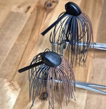 Bass Fishing Brush Jigs Living Rubber Black and Brown 2 Pack Hand Tied