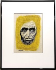 1950s MODERN PORTRAIT OF ABRAHAM LINCOLN Gregorio Prestopino 20th c. American NY