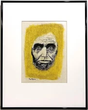 1950s MODERN PORTRAIT OF ABRAHAM LINCOLN Gregorio Prestopino 20th c. American NY