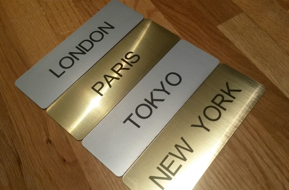 HAND MADE Engraved World/City Clock Time Zone Sign with Self Adhesive Backing and Free P&P