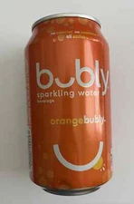 Unopened can of orange Bubly (Canada, bilingual, viola! on the tab)