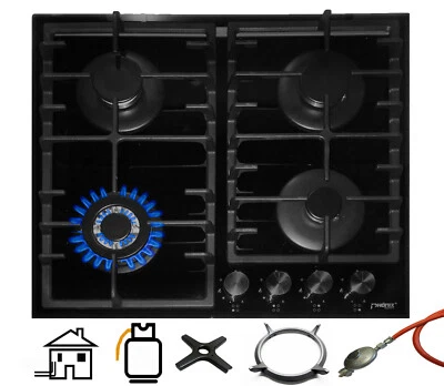 PHÖNIX GERMANY Piano cottura a gas da incasso Phönix PG-603T piano cottura in vetro fornello a gas 4 fuochi WOK attacco