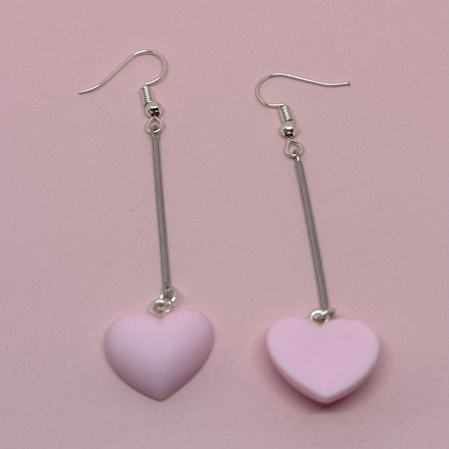 1x pair of dangle pastel cute double heart , pick your colour 5.5cm Long - Picture 11 of 36