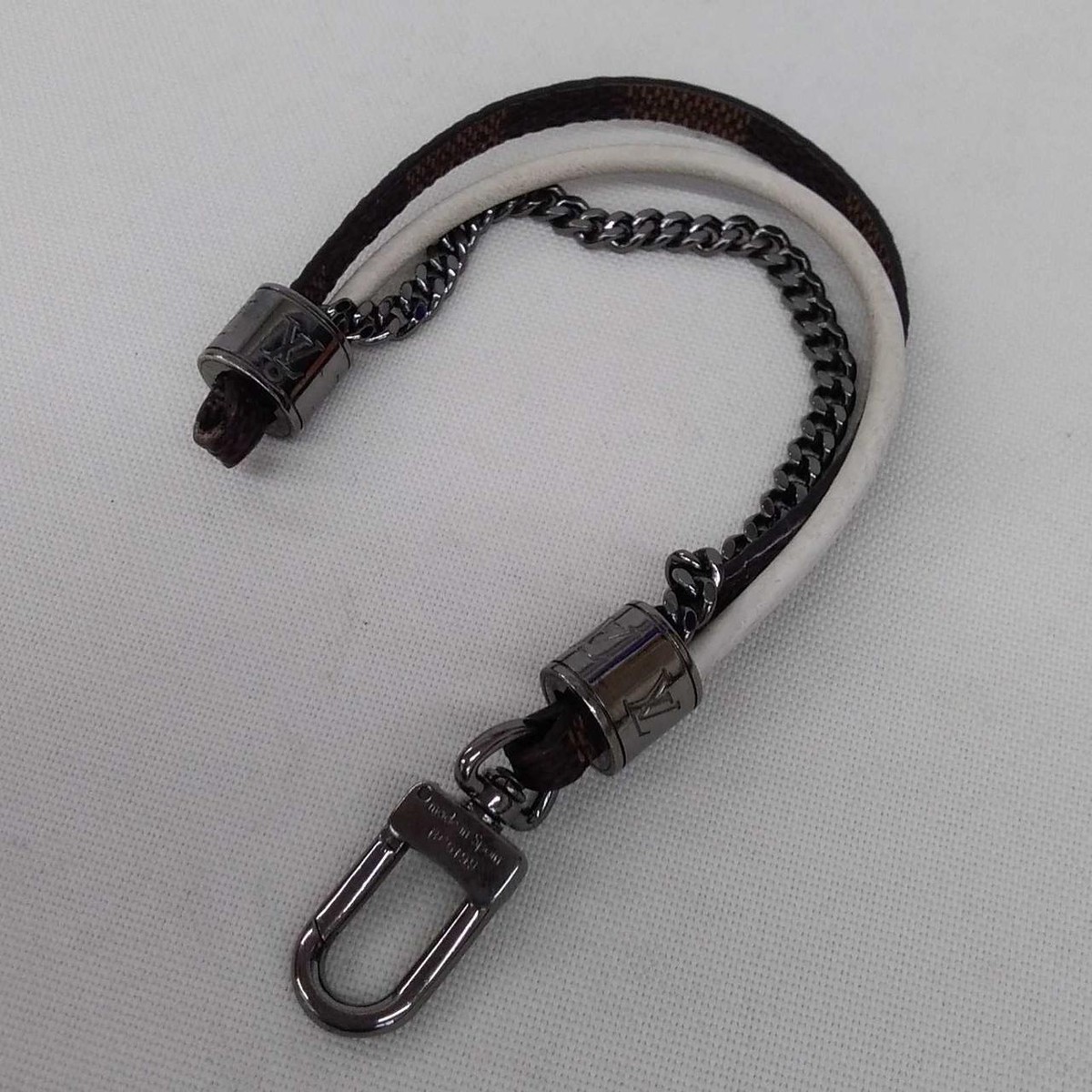 Auth Louis Vuitton LV Damier Graphite Treble Chain Bracelet MP190D