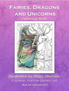Details About Fairies Dragons Unicorns Fantasy Adult Colouring Book Creative Art Therapy Gift - 