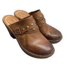 Womens Born Slip On Clog Studded Leather 10