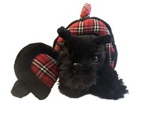 VTG Animal Alley Scottish Terrier Dog BLACK Plush In Dog Crate Case Toys R Us