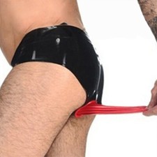 Mens Latex Gummi Briefs with Condom Rubber Underwear Anal intercourse Customized