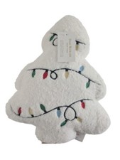 Isaac Mizrahi Fluffy Teddy White Christmas tree vintage lights Cushion