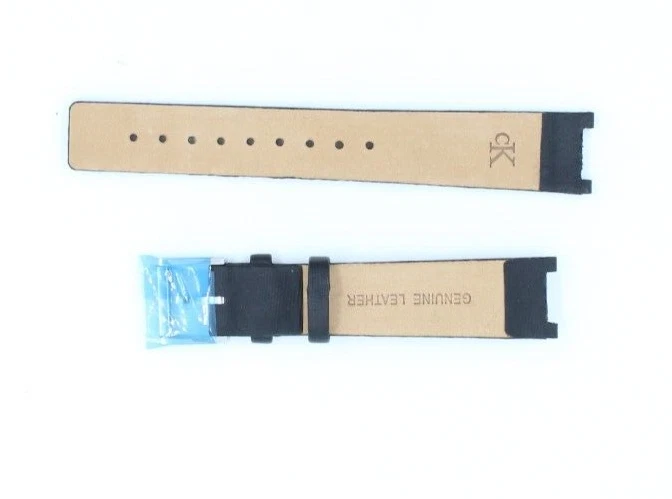 Correa de cuero negra Calvin Klein hebilla de acero 17 mm corte central 10 mm Foto 2 de 2