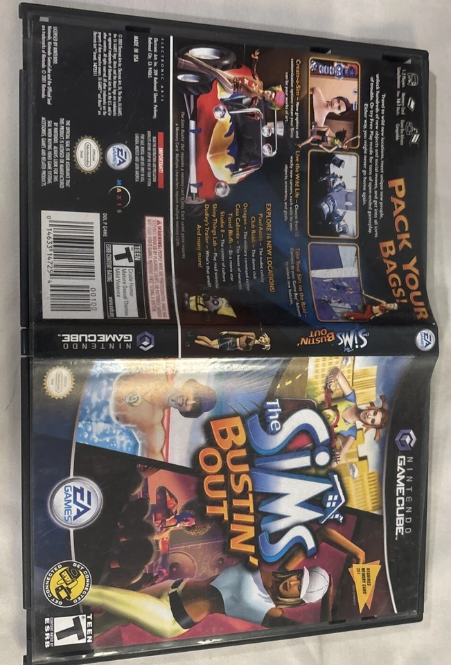 Sims Bustin' Out (Nintendo GameCube, 2003) - CIB - Disc Resurfaced - Image 3 of 4