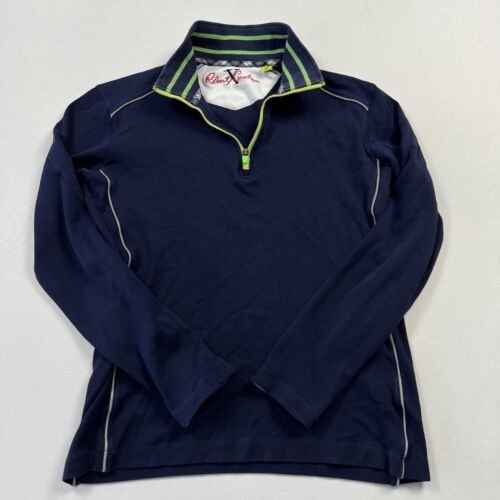 Robert Graham Women's 1/4 Zip Shirt Long Sleeve Performance Cotton Blue Sz XS - Picture 1 of 11