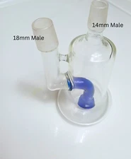 5.5" Premium Glass Water Pipe Ash Catcher Perc 18mm Male + 14mm Male Thick Glass