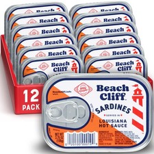 Beach Cliff Wild Caught Sardines in Louisiana Hot 3.75 Ounce Pack of 12