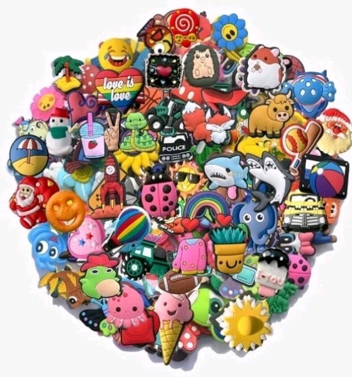QASIMOF Lot of 30 50 100pc Random shoe charms for Croc charms,Clogs Sandals