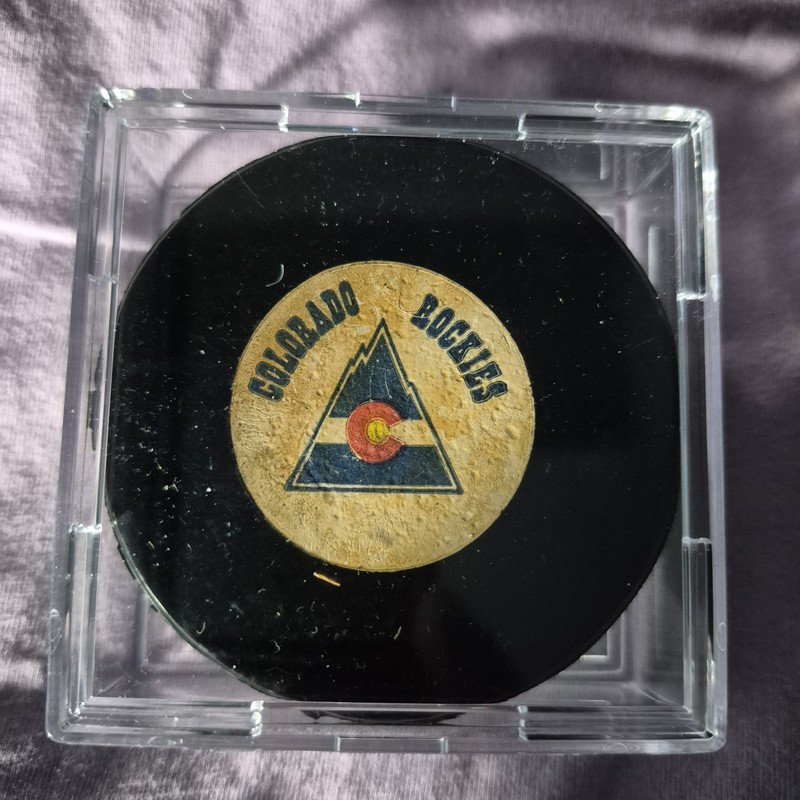 Vintage Rare Colorado Rockies Viceroy Game Used Hockey Puck NHL Defunct? Unique