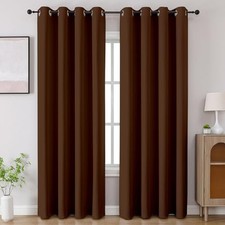 Blackout Curtains 90 inch Length 2 Panels Set, 52"W x 90"L Pack of 2 Brown