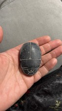 Carved Stone Egyptian Scarab with Hieroglyphic Inscriptions Handmade