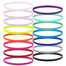 15Pcs Thin Elastic Headbands for Women, Non Slip Skinny 16", multi-color