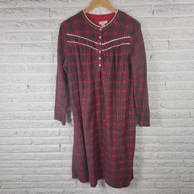 Celestial Dreams Robe XL Womens Red Plaid Button Up Flannel Loungewear Cozy