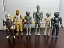 VINTAGE KENNER STAR WARS 1980 BOUNTY HUNTER FIGURE SET LOT OF 6 FETT IG 4-LOM+++