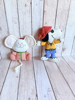 Vintage 60 s Snoopy 6  Pillow Rag Doll Pirate & 1981 Hallmark Mouse Christmas
