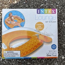 INTEX Sit 'N Float Inflatable Floating Swimming Pool Adult Lounge Chair -Orange