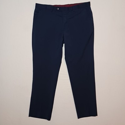 Byron British Style Slim Fit Trousers 38X29 Navy Blue Wool Blend Stretch