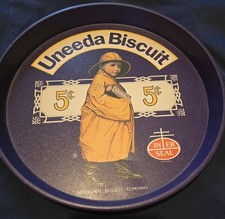 Uneeda Biscuit National Biscuit Co. 5&cent; Advertising Tray Blue Yellow Orange