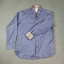 ROBERT GRAHAM Shirt Mens XL Flip Cuff Long Sleeve Button Up Geometric