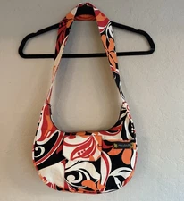 Island Aloha Wear, Made in Hawaii, Bright Orange Red Floral Print Shoulder Bag