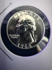 Washington Quarter 1964 Uncirculated Silver 25C US Coin 0.9 Fineness Uncertified