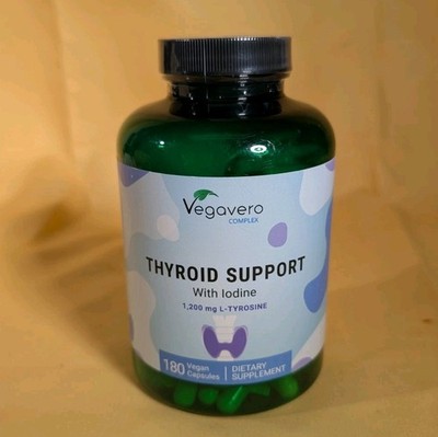 Vegavero Thyroid Support | 180 Capsules | Highest Dosage | Iodine L-Tyrosine 