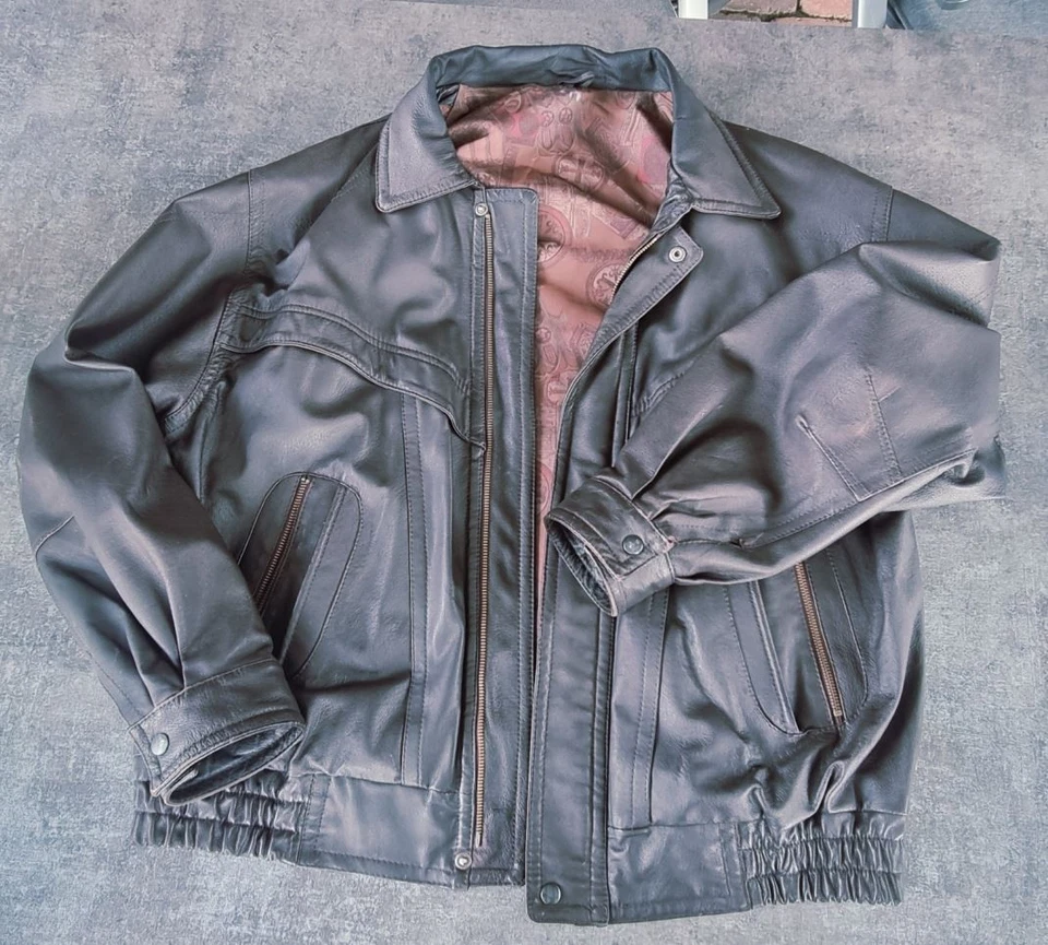 Alte Leder Jacke Bomberjacke Braun Gr 26 Flieger Lederjacke - Bild 2 von 4