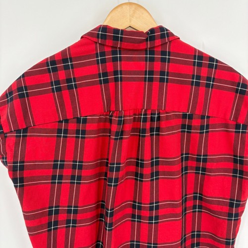 Madewell Central Shirt in True Red Dahl Plaid, XS, Short Sleeve Button Oversized - Picture 7 of 10