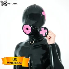 FETURAX Silicone Mesh-Eye Nurse Honey Drone Hood With Gag Head Mask For Cosplay