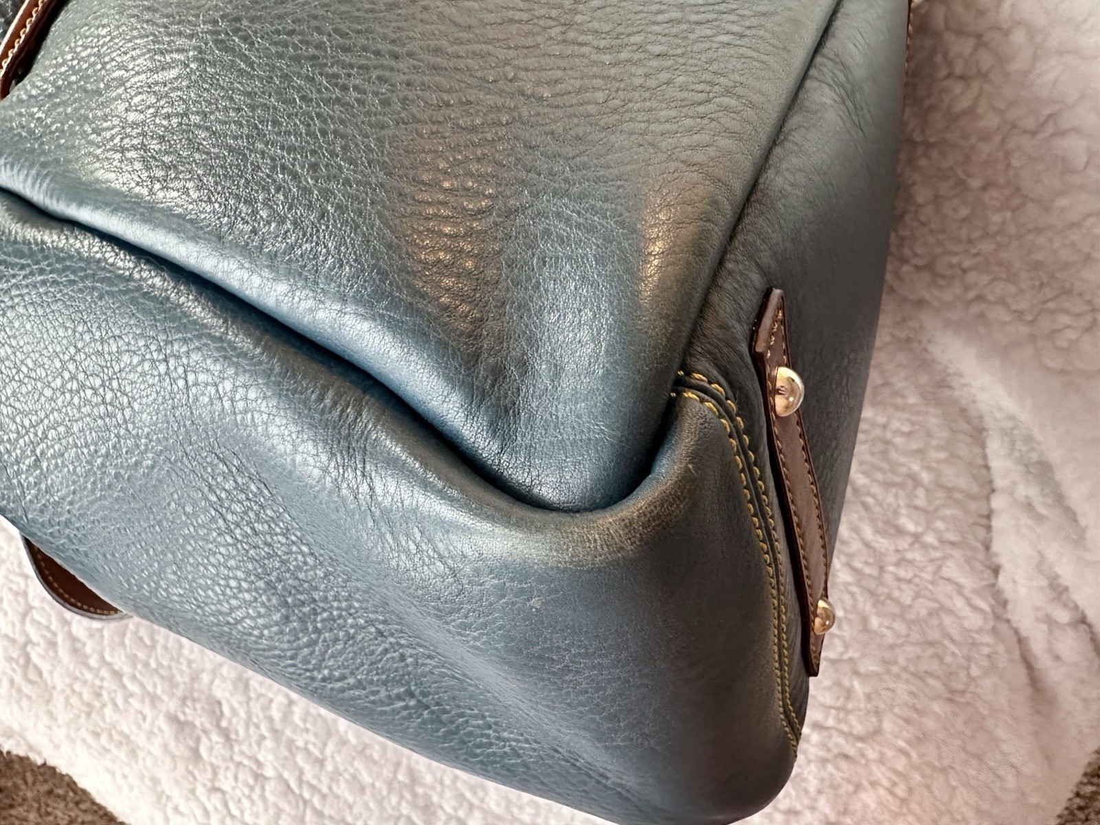 Dooney Bourke Blue Leather Drawstring Bucket Bag - image 16