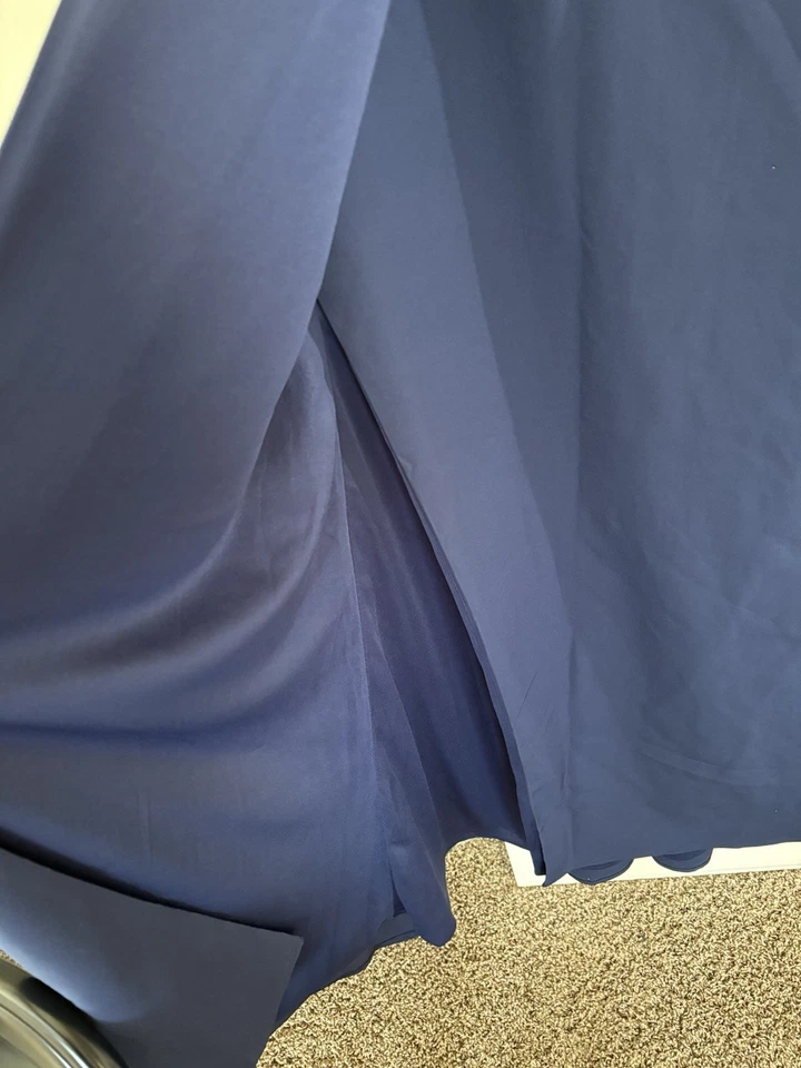 NWT JS Collections Navy V Neck Dress Floor Length Sheer Sleeves Size 10 - Image 4 of 4