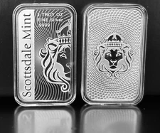 1 oz .9999 Fine Silver Vortex Bar Scottsdale Mint BU ✅  in CAPSULE