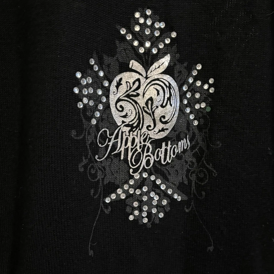 Vestido suéter feminino Y2K vintage parte inferior de maçã preto floco de neve com capuz tamanho GG - Imagem 4 de 4