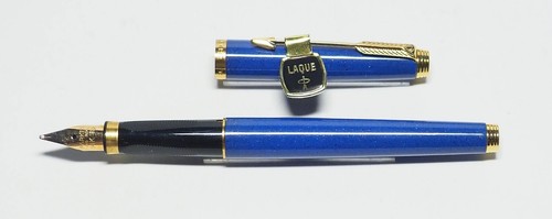 New OLD Stock Parker 75 Lapislazuli Füllfederhalter 14ct BREIT Goldfeder mit Box - Bild 3 von 7