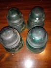 Lot Of 4 Hemingway -42 Aqua Blue Glass Insulators some chips  — photo 1