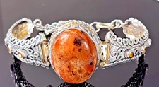 925 STERLING SILVER PICTURESQUE JASPER AND YELLOW CZ BRACELET
