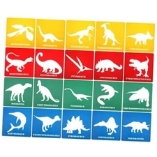 20 Pieces Stencils Dinosaurs for Sidewalk Chalk Colorful Translucent Dinosaur 