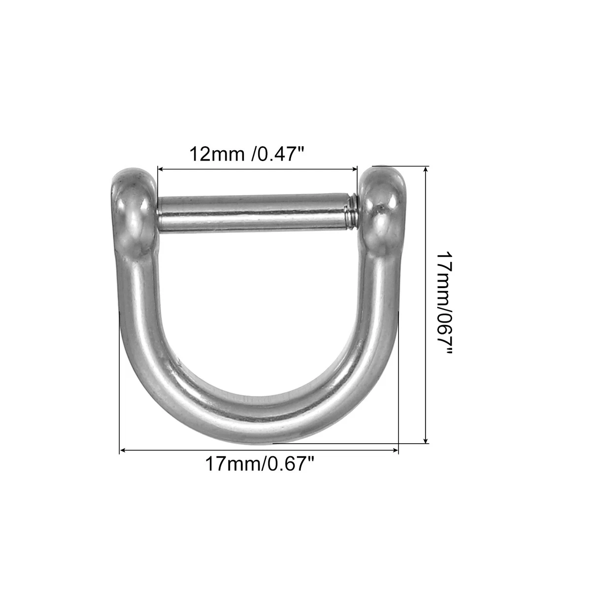 Grillete de anillo en D, 3 grilletes pequeños de acero inoxidable de 12 mm de ancho interior en forma de U
