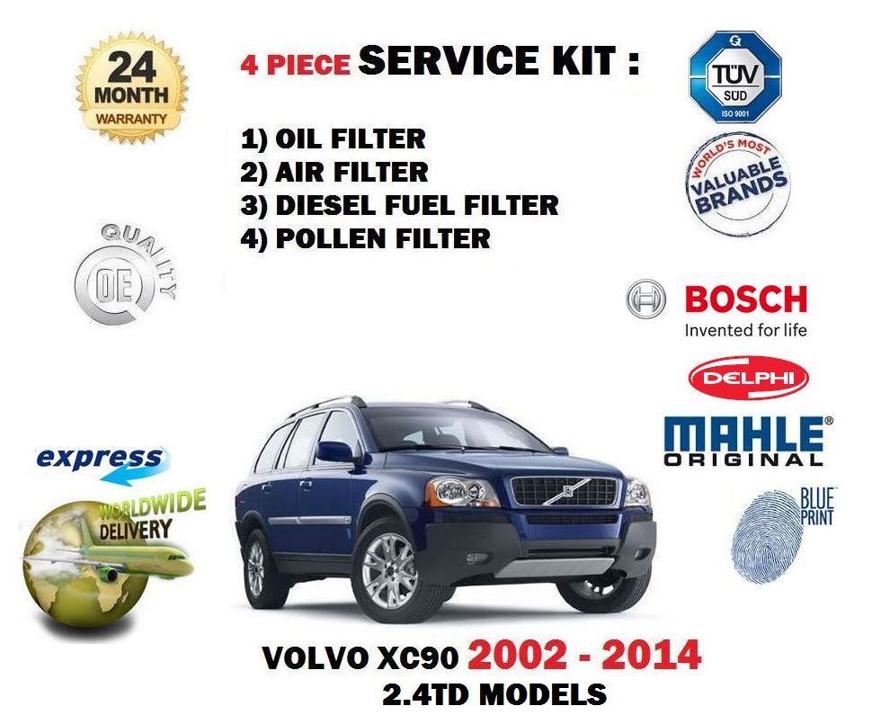 Bosch Full Service Kit For Volvo XC90 2.4 D5 | Oil, Air, Fuel, Cabin Filters & Oil